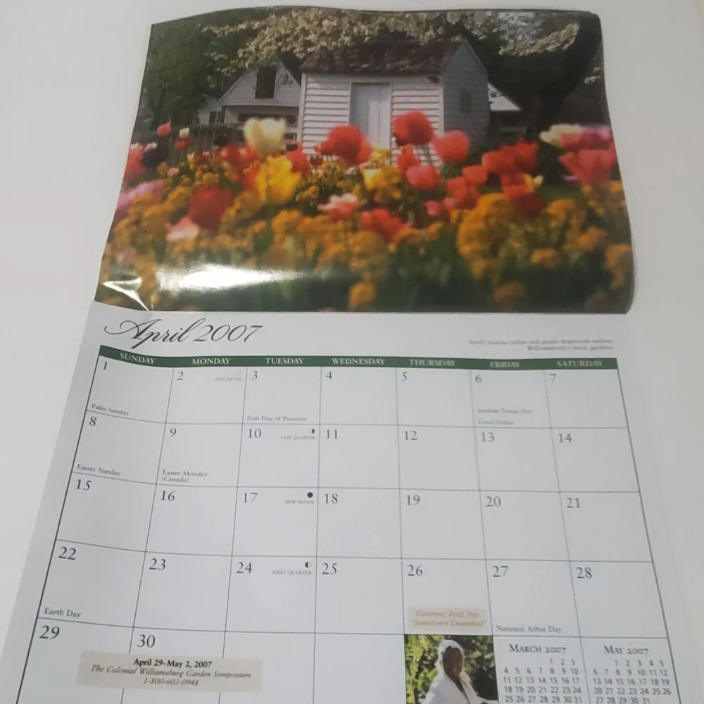 5/$15 Colonial Williamsburg 2007 Calendar Paper Crafting